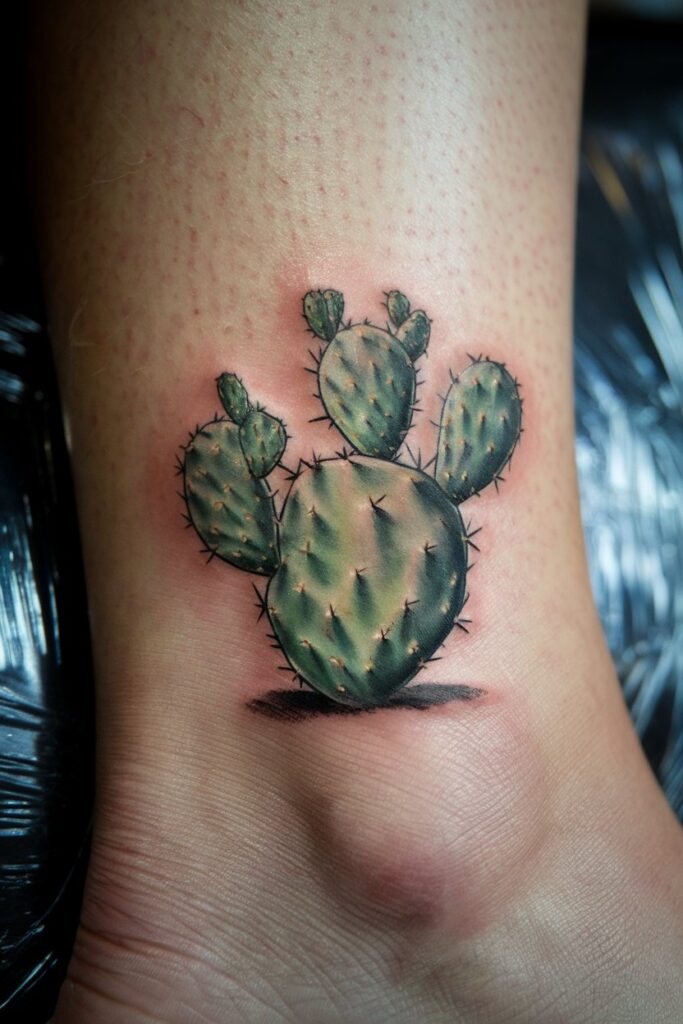 Cactus Tattoo on the Ankle