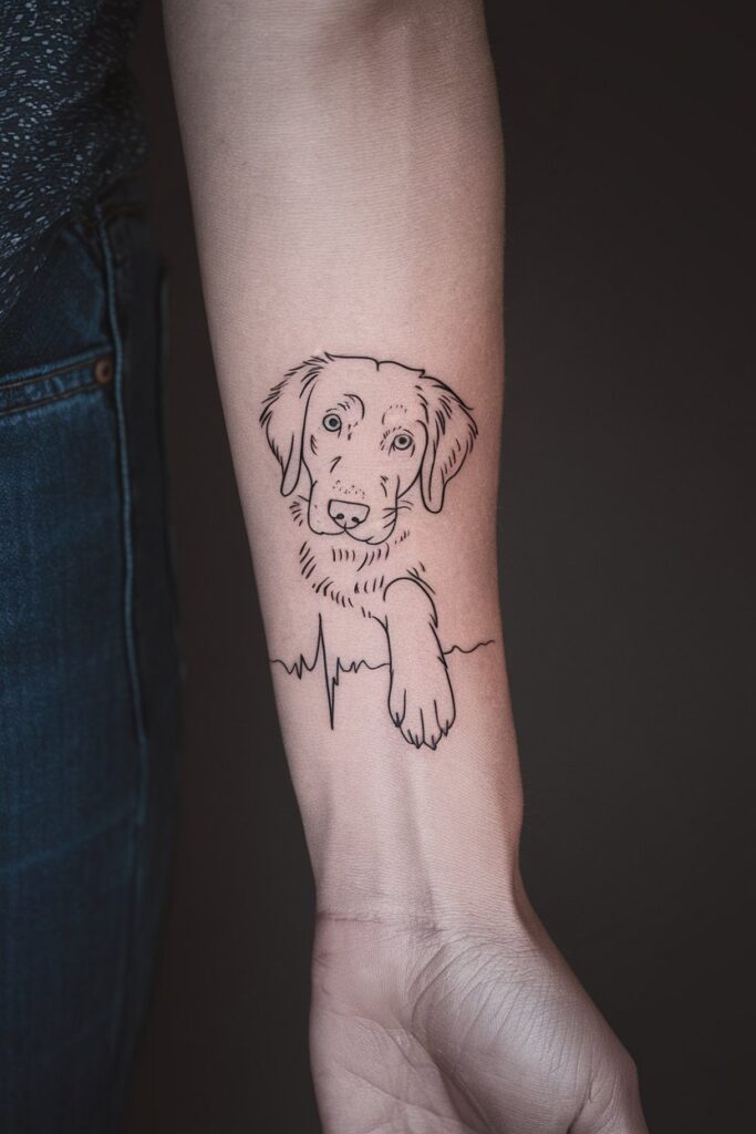 Dog with Heartbeat Tattoo