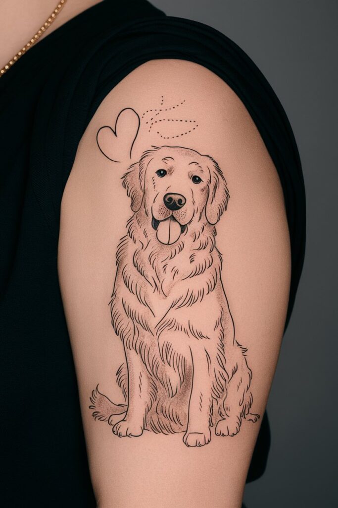 Golden Retriever with Heart Tattoo