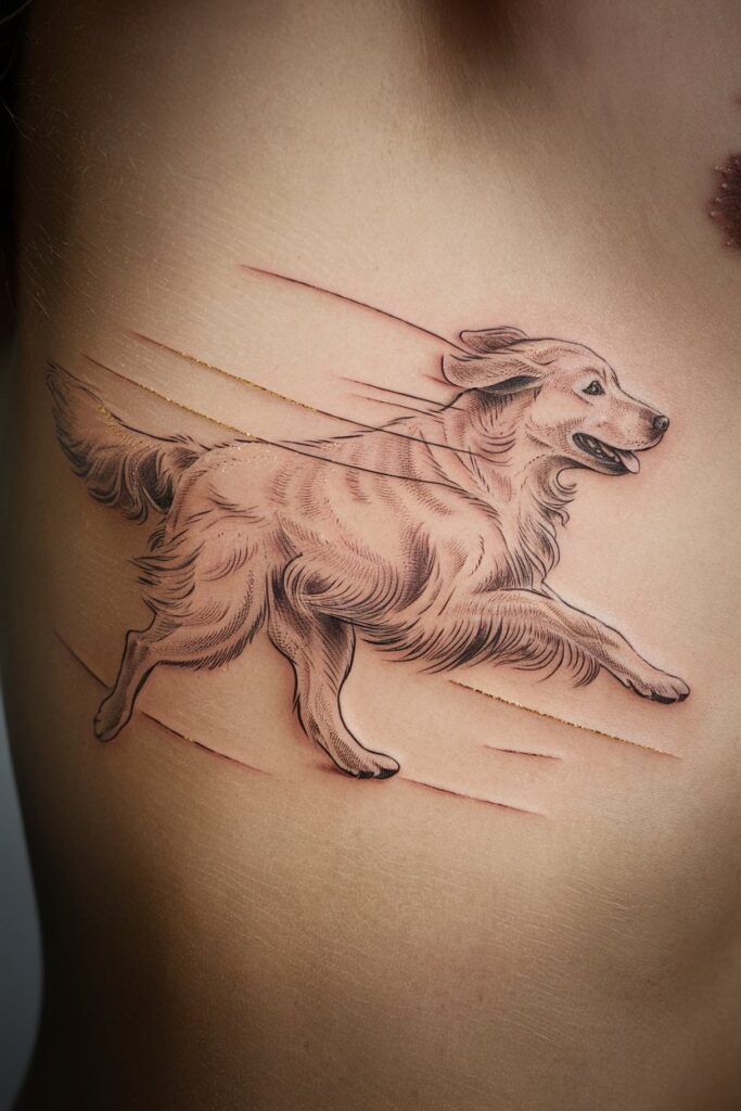 Running Golden Retriever Tattoo