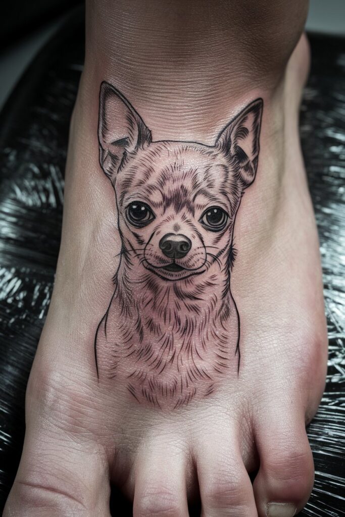 Chihuahua Tattoo on the Foot