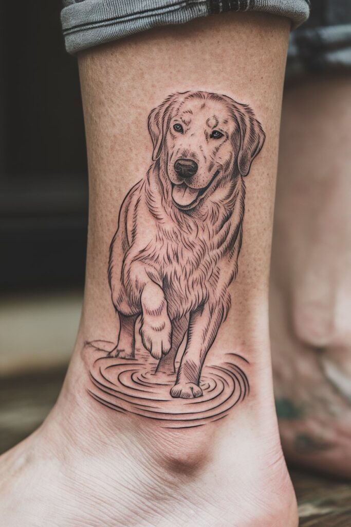 Dog in Water Tattoo