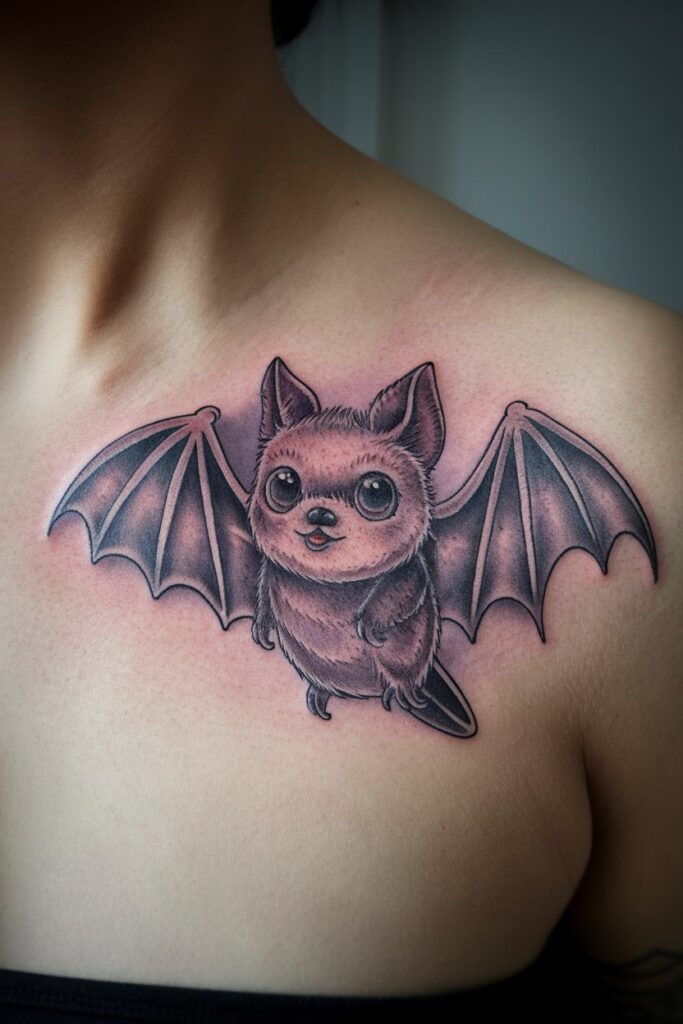 Adorable Baby Bat Tattoo