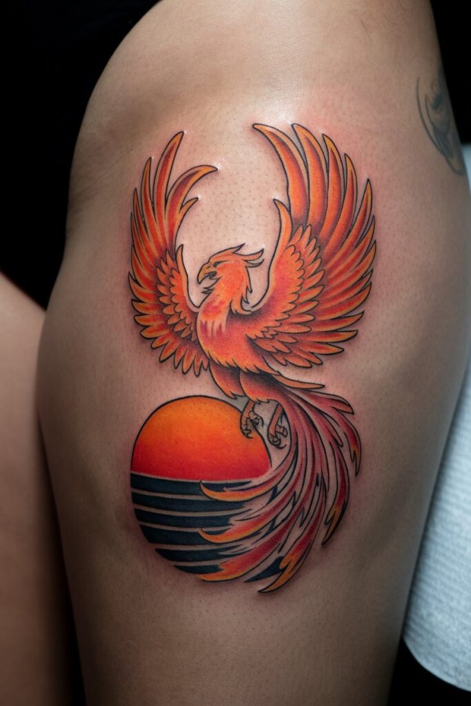 Phoenix with Sunset Tattoo