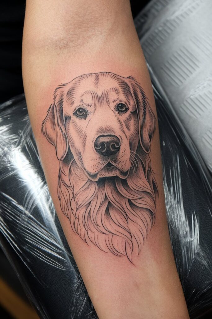 Detailed Dog Portrait Tattoo