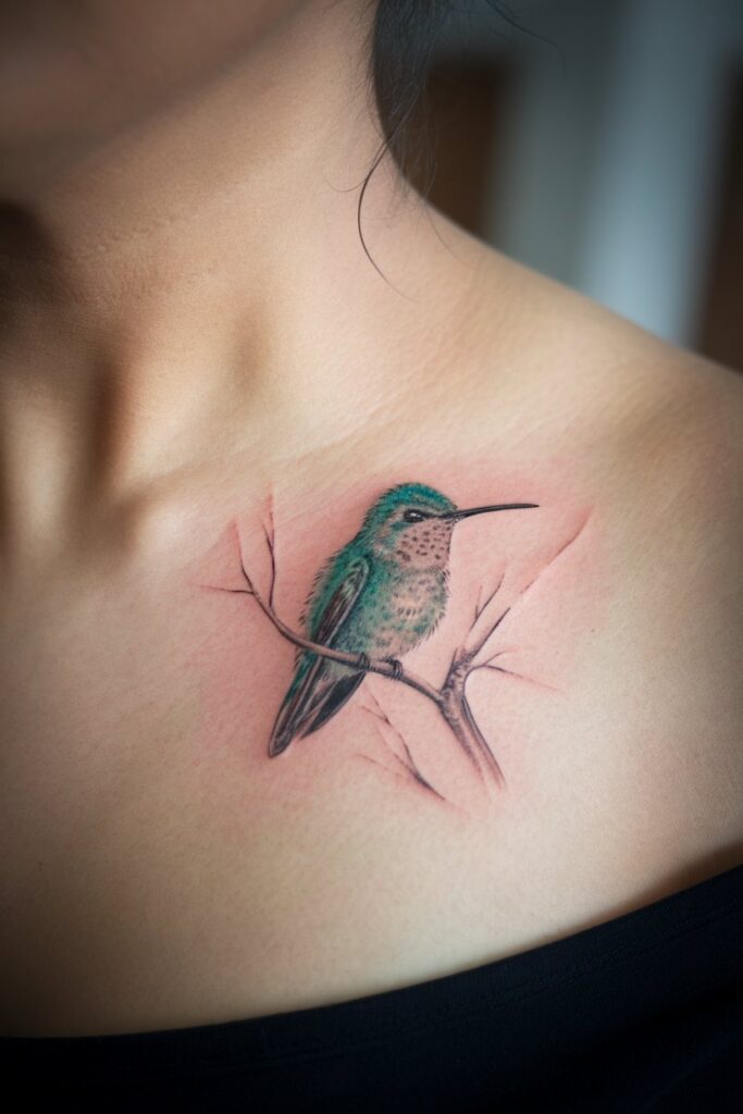 Perched Hummingbird Tattoo