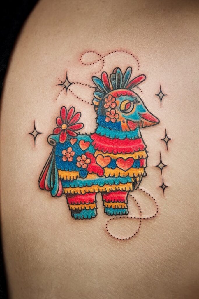 Colorful Piñata Tattoo on the Arm