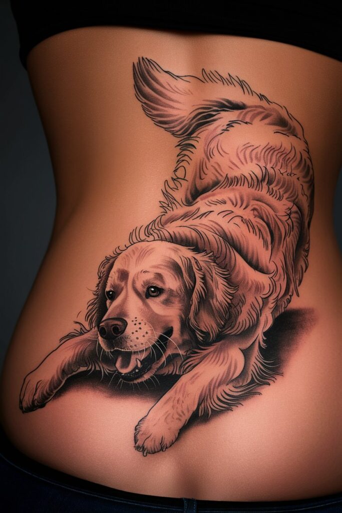 Playful Golden Retriever Tattoo