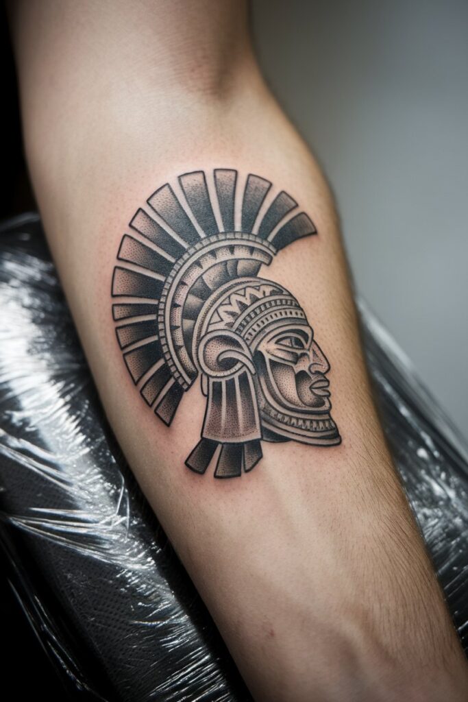 Aztec Warrior Helmet Tattoo