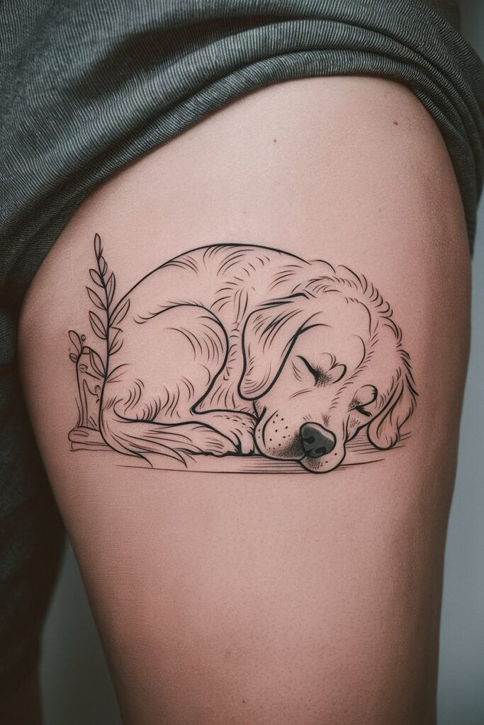 Peaceful Sleeping Dog Tattoo Design