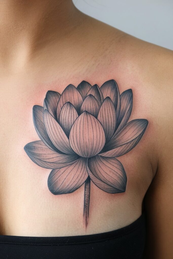 Lotus Flower Clavicle Tattoo