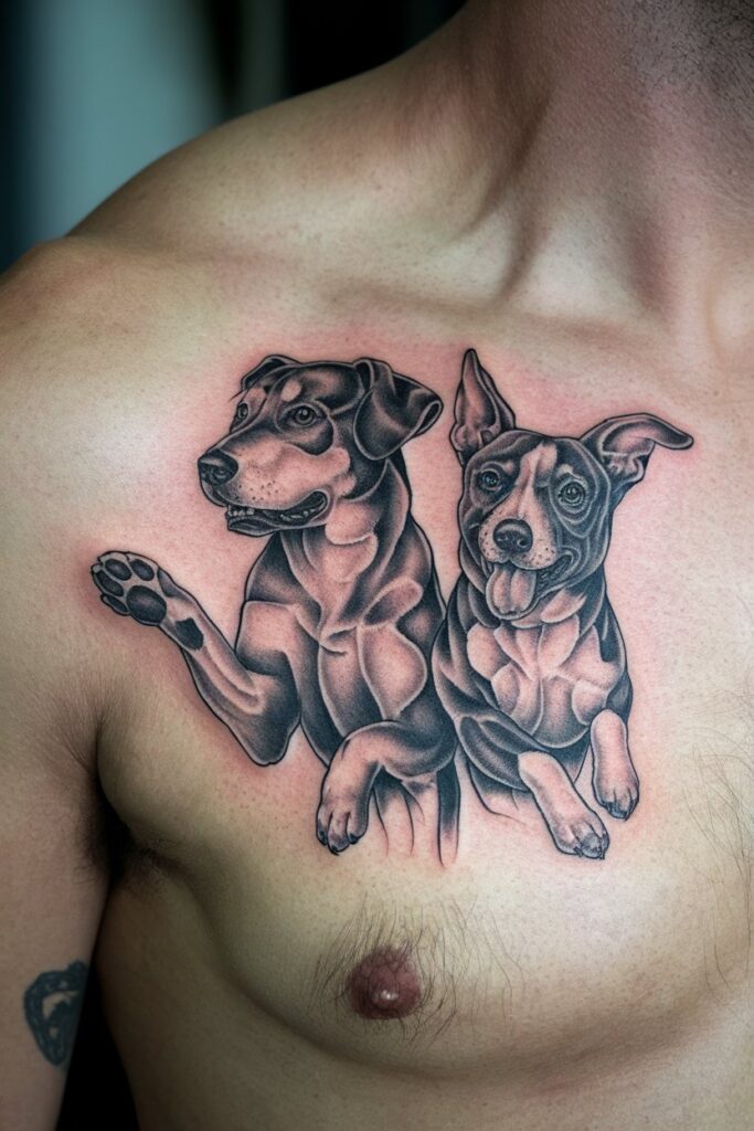 Loyal Companions: Dog Duo Tattoo