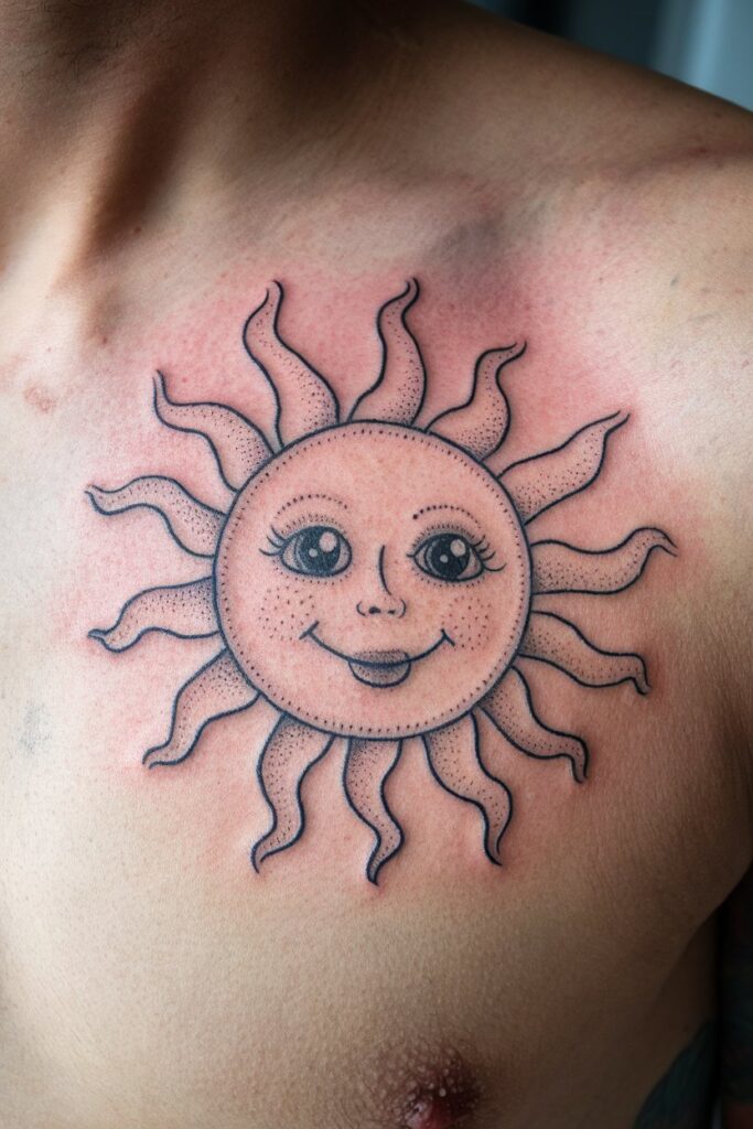 Playful Sun Tattoo with a Smile