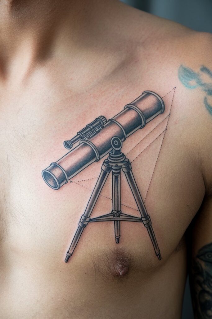 Telescope Clavicle Tattoo for Stargazers