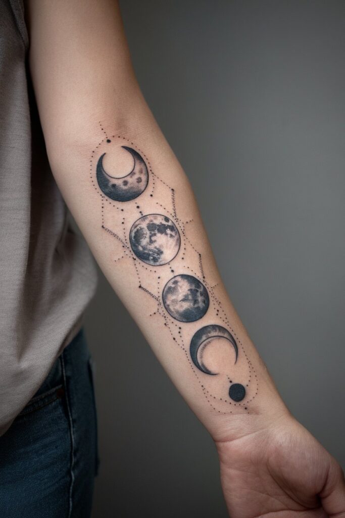 Moon Phases Tattoo for a Symbol of Life's Cycles