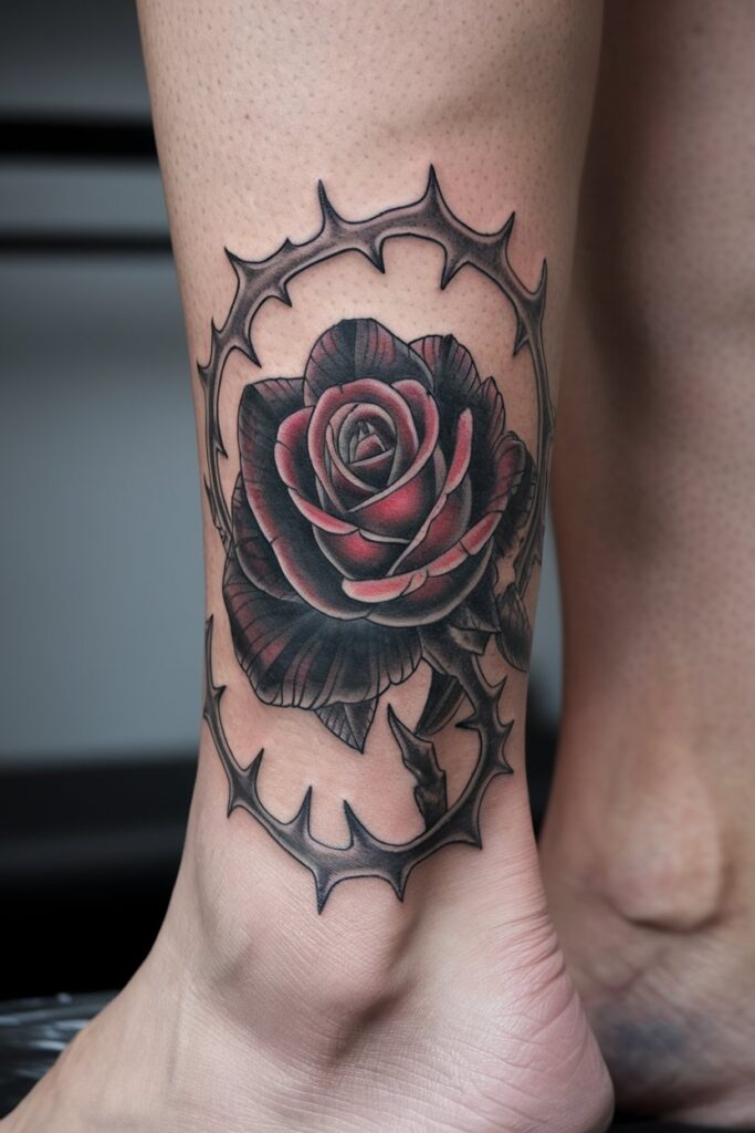 Thorned Rose Tattoo for a Strong, Feminine Statement