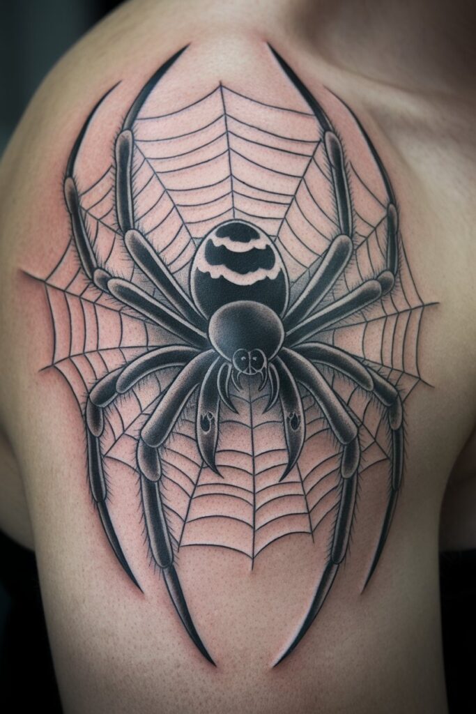 Spider and Web Tattoo for a Bold, Mysterious Look