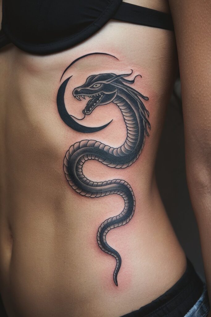 Bold Serpent Tattoo Design for a Fierce Feminine Look