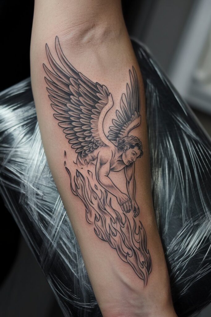 Icarus falling a symbol of ambition and fate