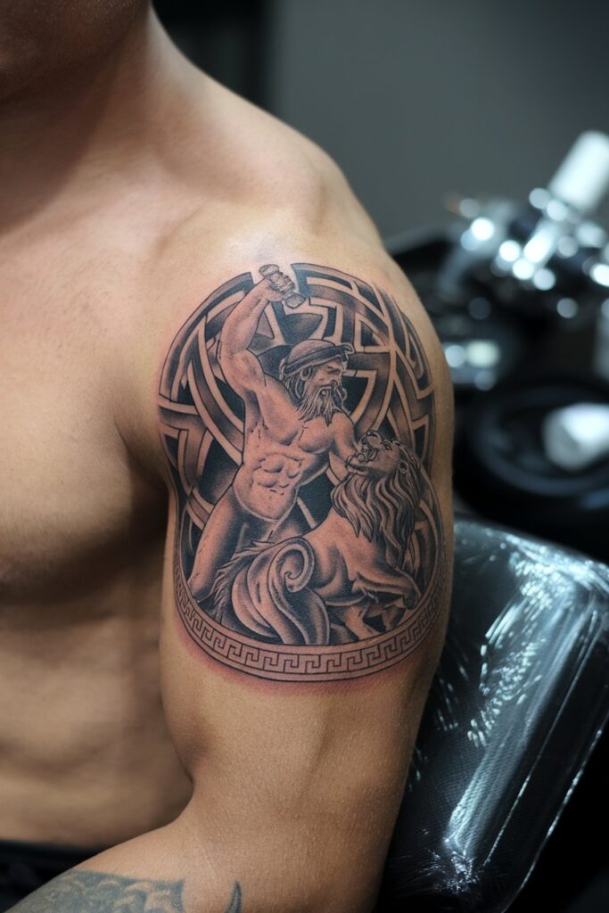 Heracles and the Nemean lion a symbol of strength and victory