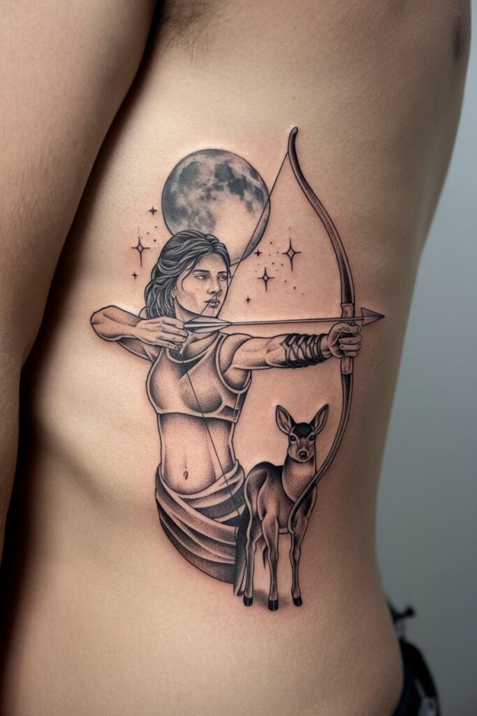 Artemis with bow a symbol of strength and nature