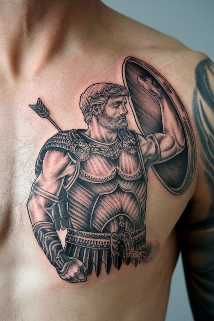 1. Warrior Strength A Timeless Greek Tattoo Design