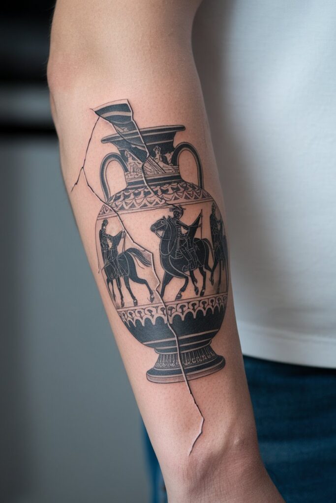 Greek vase with cracks a symbol of history and resilience