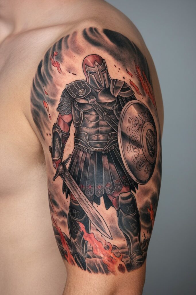 Greek warrior in armor a symbol of power and protection