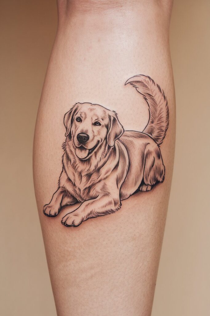 Relaxed Golden Retriever Tattoo