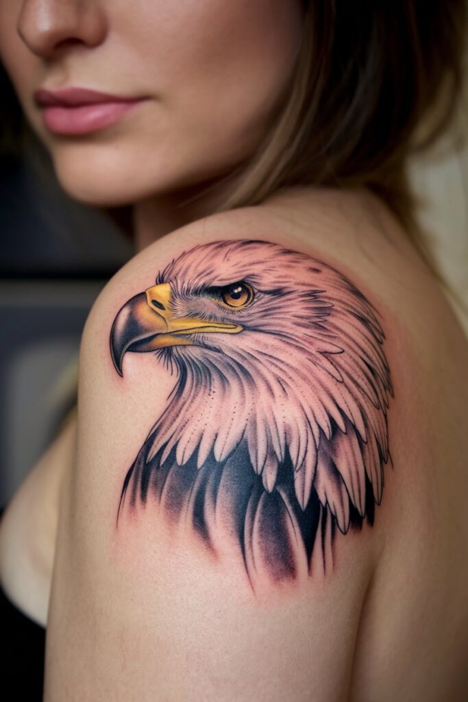 Realistic Eagle Shoulder Tattoo