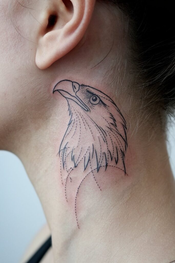 14. Minimalist Eagle Neck Tattoo Design