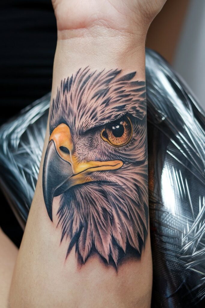 Realistic Eagle Forearm Tattoo