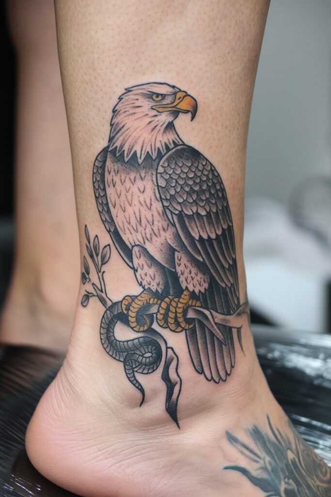 Eagle and Snake Ankle Tattoo