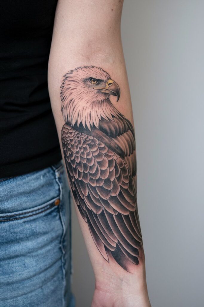 Eagle Forearm Tattoo with Realistic Detail