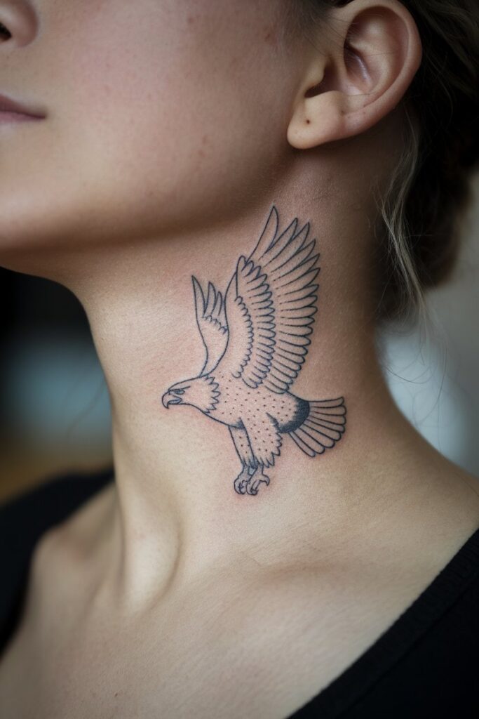 Soaring Eagle Neck Tattoo Design