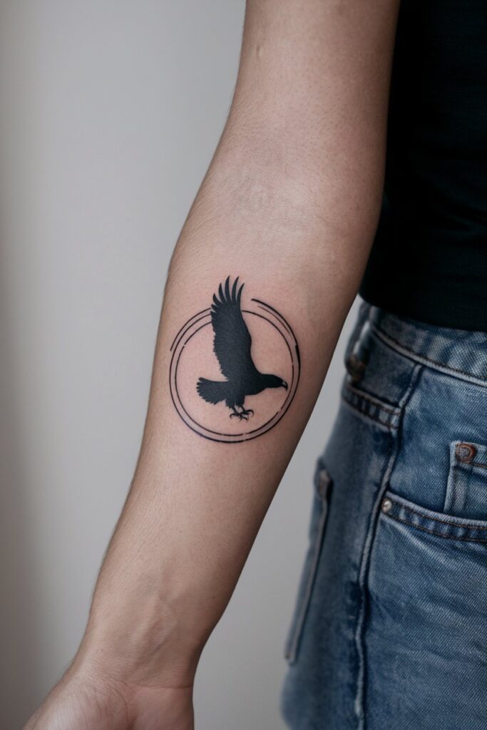 Minimalist Eagle Forearm Tattoo