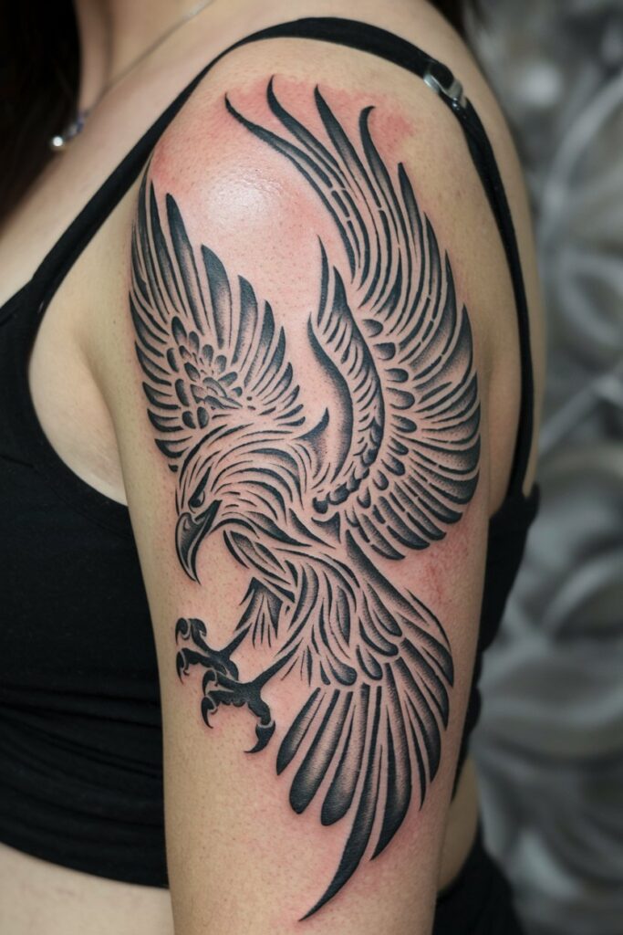 Fierce Eagle Shoulder Tattoo