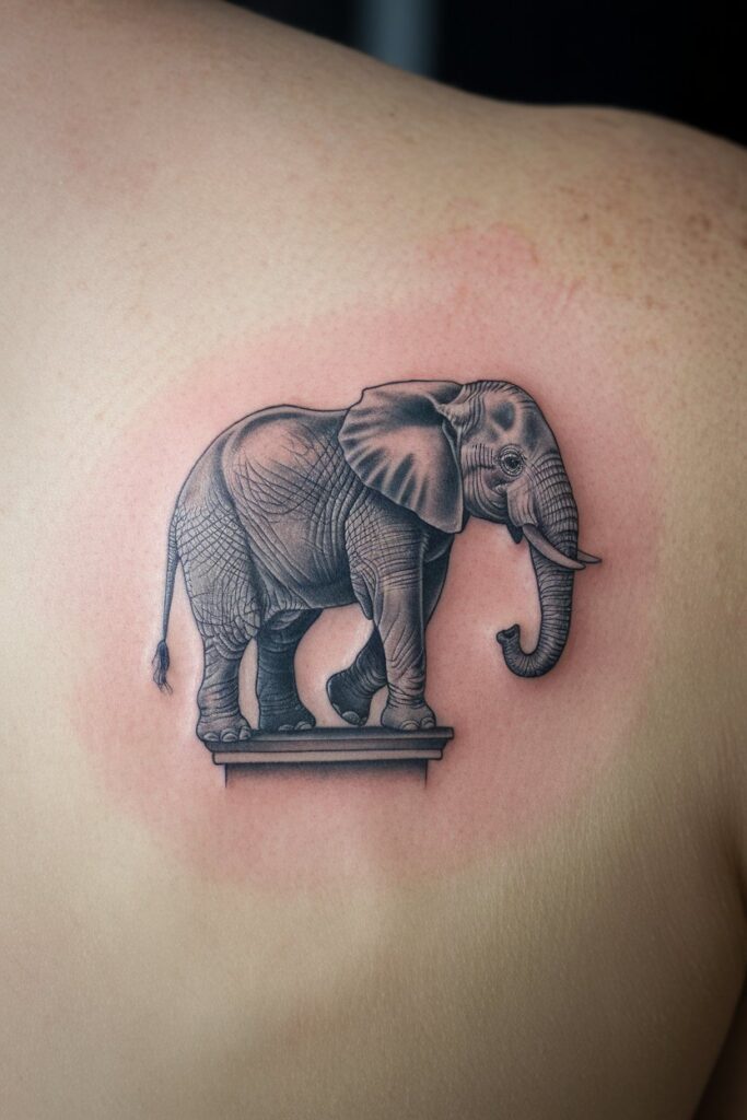 Detailed Elephant Tattoo with a Minimalist Platform