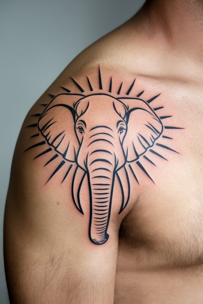 Bold Elephant Tattoo with Radiant Design