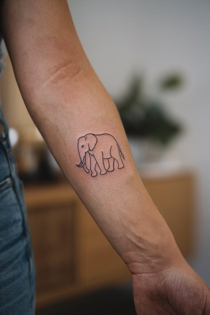 Simple Elephant Outline Tattoo for Minimalist Appeal