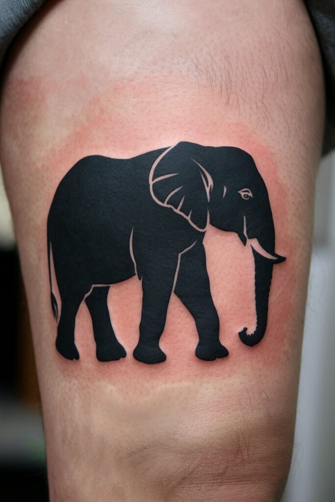 Solid Black Elephant Tattoo for Bold Simplicity