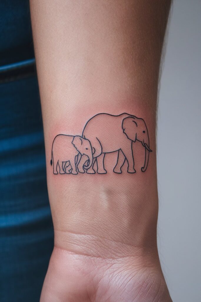 Elephant Family Tattoo for Subtle Symbolism