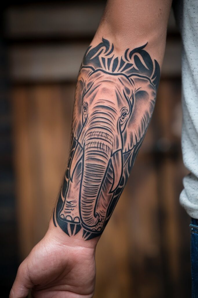 Elephant Tattoos for Men with Strong Detail