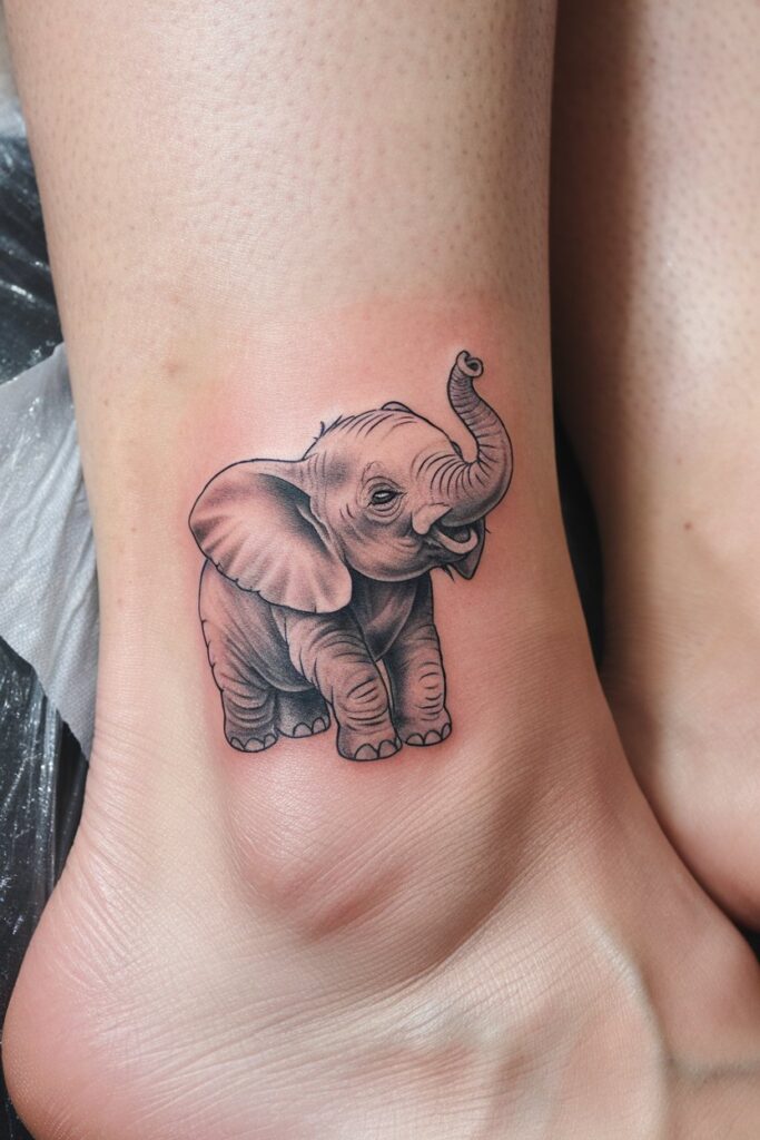 Cute Baby Elephant Tattoo for Playful Charm