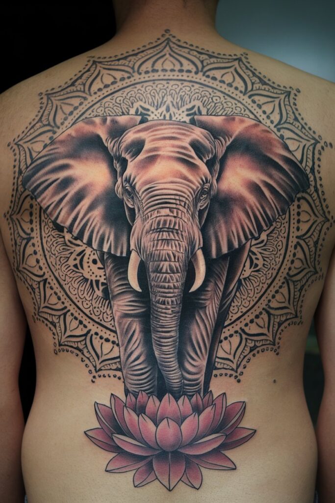 Elephant Back Tattoos for Men with Majestic Detail