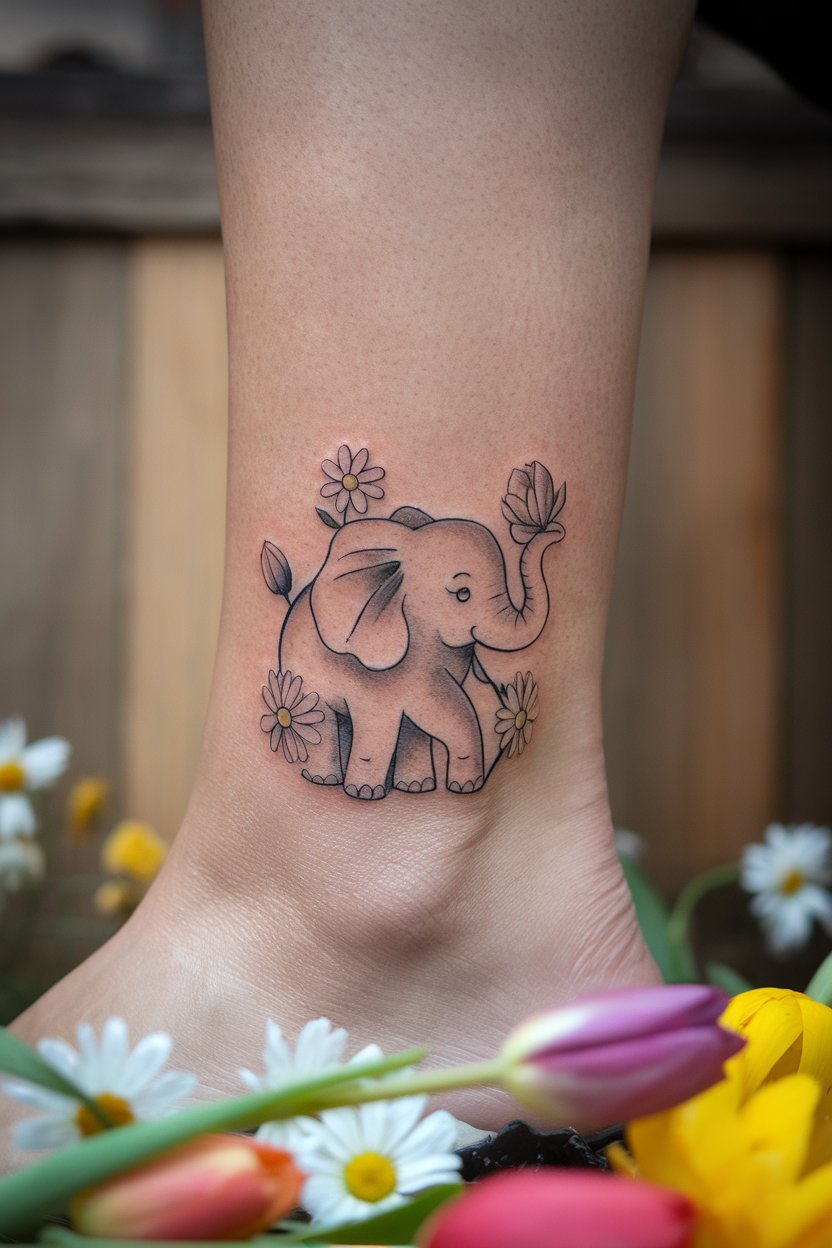 20 Elephant Tattoos with Flowers Unique Ideas You’ll Love ...