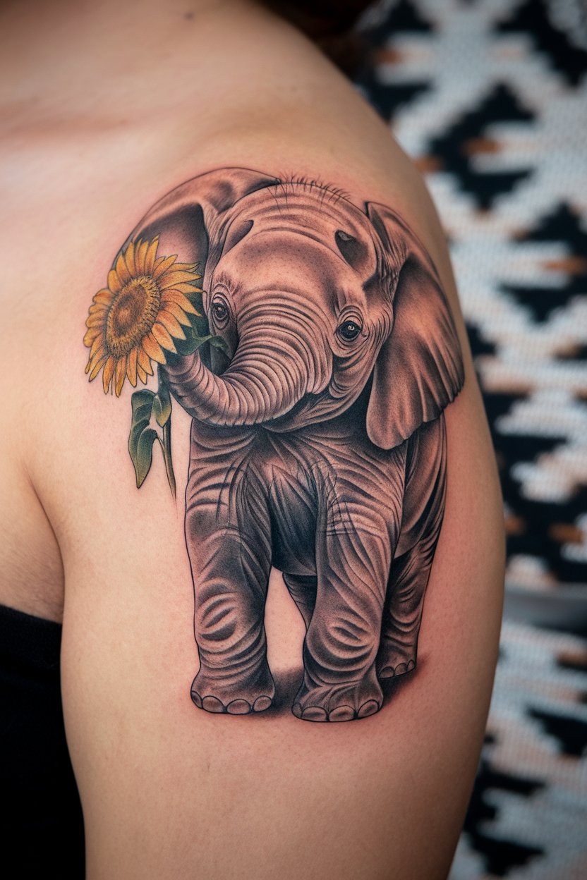 20 Elephant Tattoos with Flowers Unique Ideas You’ll Love ...