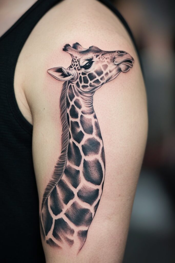 Realistic Giraffe Neck Tattoo