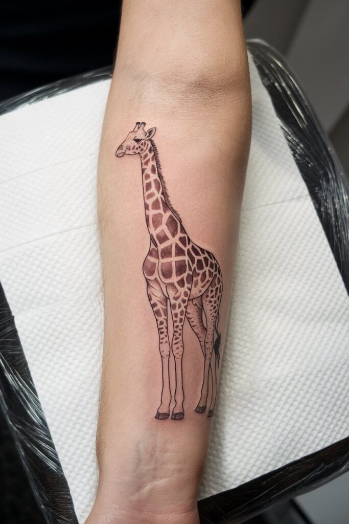 Elegant Giraffe Arm Tattoo