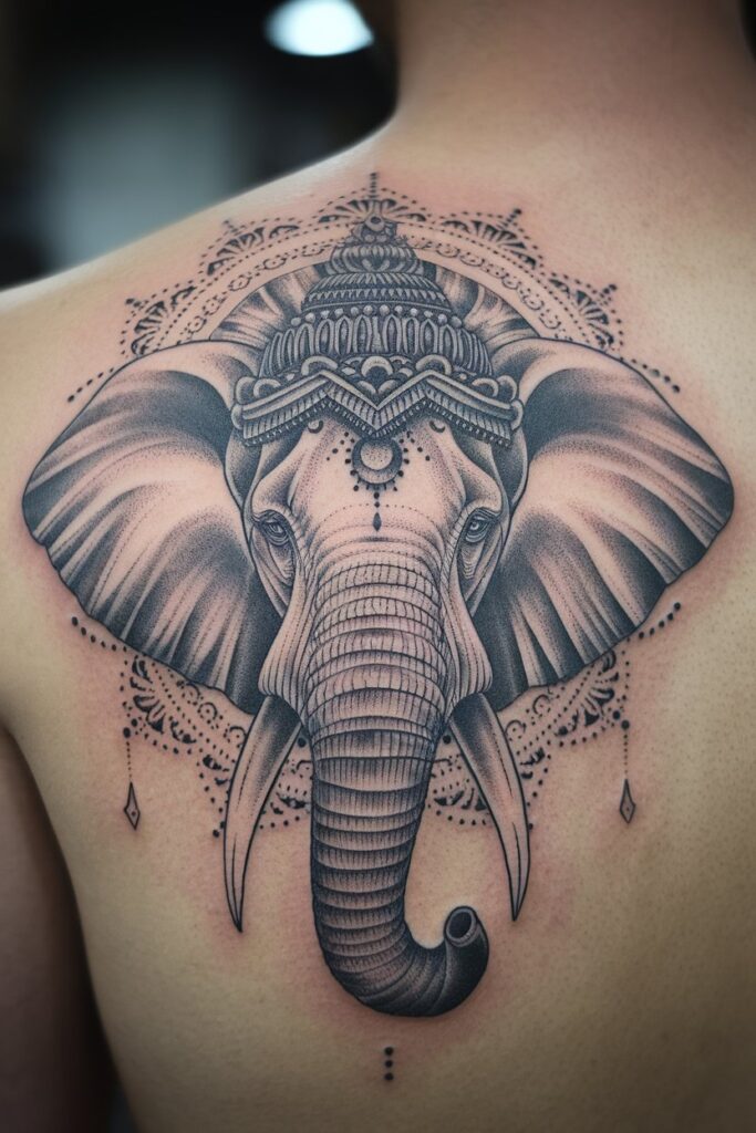 Elegant Mandala Elephant Tattoo Design